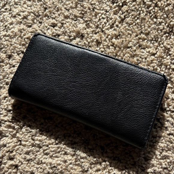 Black Wallet with Gold Accents card slots button close - Picture 3 of 5
